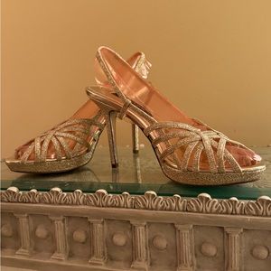 Nina Fonda Gold Platino Baby 4” Party Strappy Heels 8M